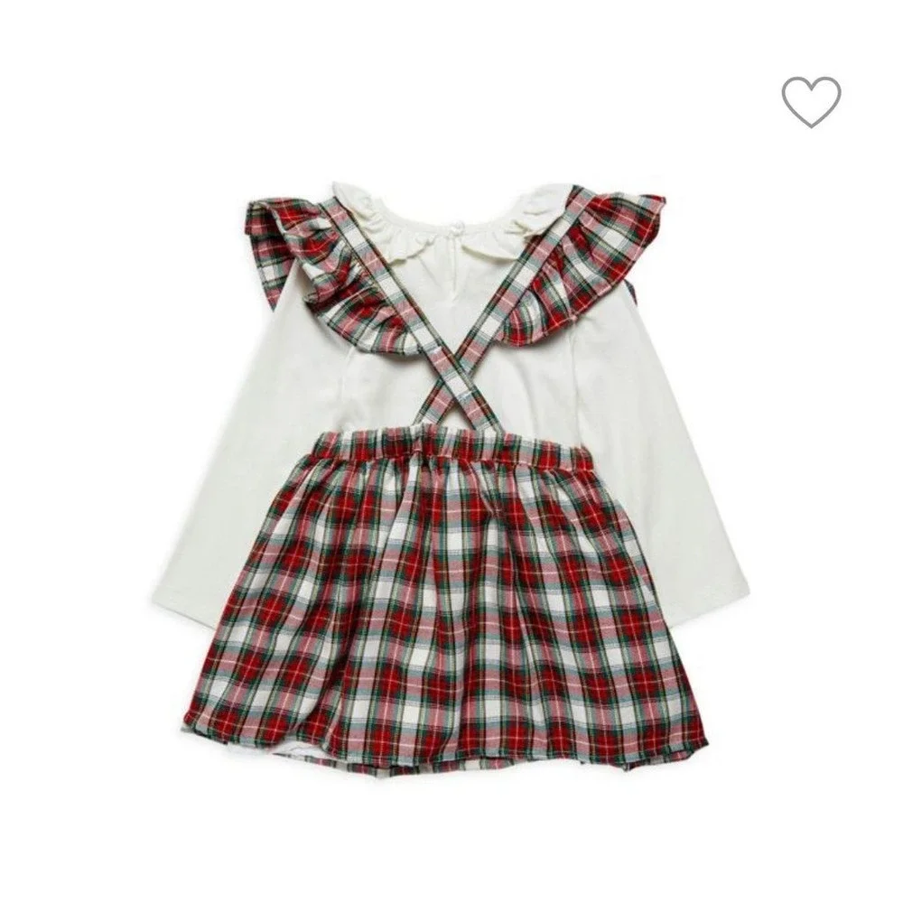 Pippa & Julie Girls Plaid Dress & Top Set Red 18-24M Holiday Party‎ Saks 5th $52